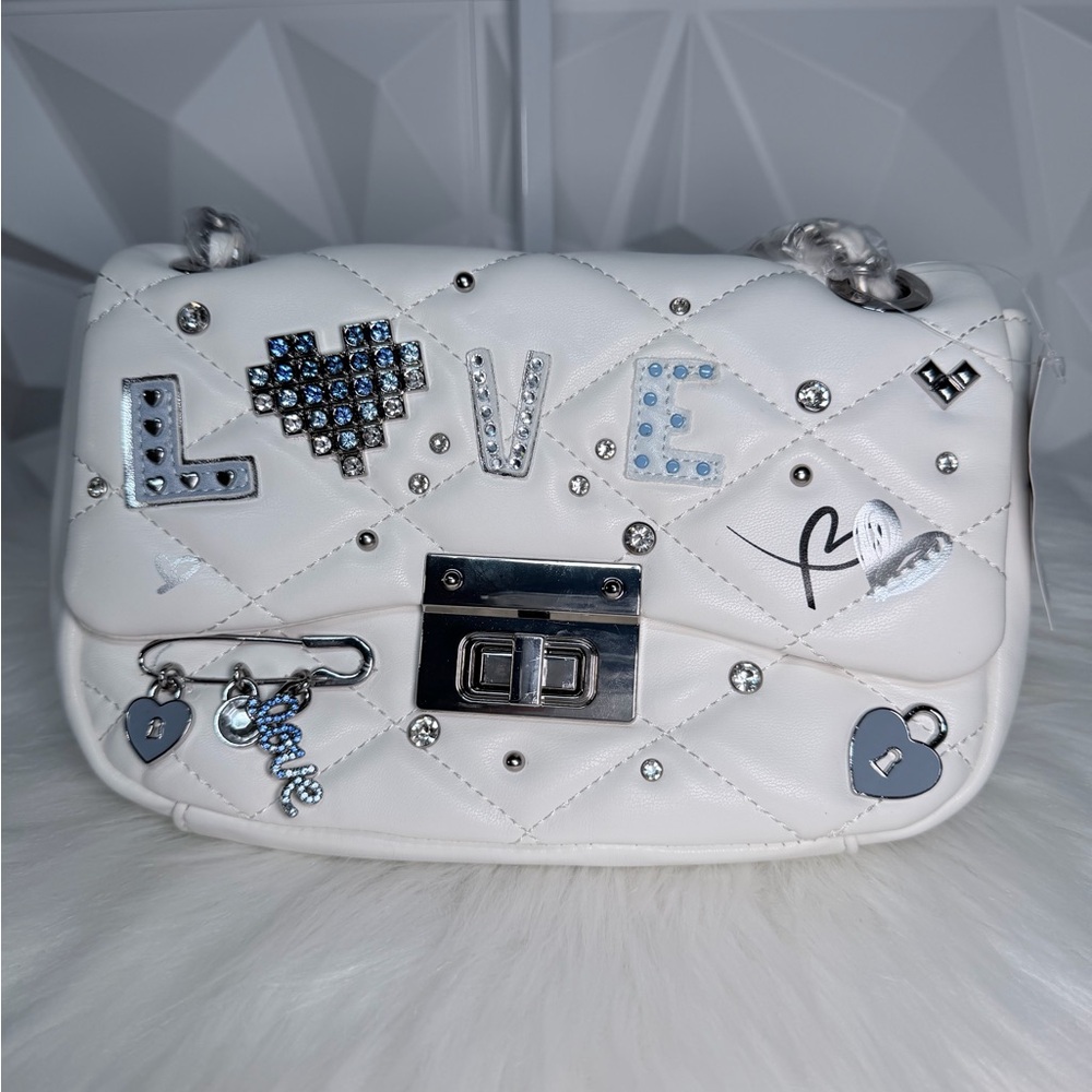 🤍Aldo White Crossbody Bag with Blue Embellishments - Picture 3 of 12